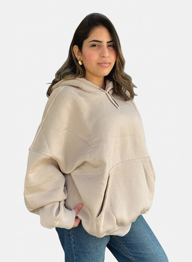 OWL UNISEX HOODIE BASIC Beige - Image 4